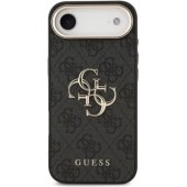 PU Leather 4G Metal Logo Gold Frame Case iPhone Air Black