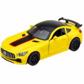 Sportinis automobilis, metalinis, atsidarančiomis durelėmis, su šviesomis ir garsais, geltonas, 1:32