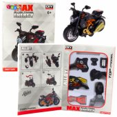 Motorcycle To Assemble Screw Metal 1:14 DIY Black and Orange