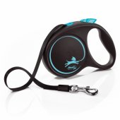 Flexi automatinis pavadėlis Black Design M, 5 m juosta, mėlynas