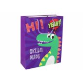 Purple Dinosaur Paper Gift Bag 32cm x 26cm x 10cm