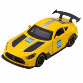 Lenktyninis automobilis, metalinis, atidaromomis durelėmis, geltonas, 1:43