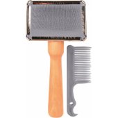 Trixie minkštas šepetys su valymo kempine 6 x 13 cm