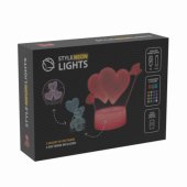 SNL115RGB LED lempa, šviesos dekoracija, širdis, RGB 3D