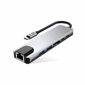 Hub HB02 6in1 USB-C HDMI PD100W Grey