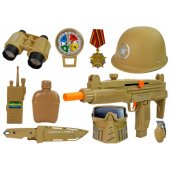 Military Set Guns with Mask Helmet Grenade Sound