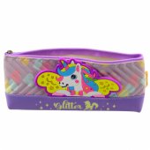 Pencil Case School Supplies with Unicorn Purple 20 x 8.5cm