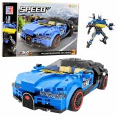 Robotinis automobilis 2 viename Hurricane Blue konstruktoriaus kaladėlės, 328 vnt.