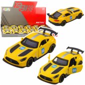 Lenktyninis automobilis, metalinis, atidaromomis durelėmis, geltonas, 1:43