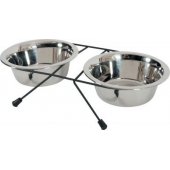 Zolux 2 „Inox“ dubenėlių rinkinys, 350 ml + metalinis stovas
