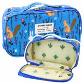 Pencil Case School Organizer Cosmetic Bag Additional Pocket Blue 22.5c