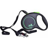 Flexi automatinis pavadėlis Black Design S, virvinis, 5 m, žalias