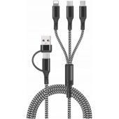 LXQC26 USB-A-C/ USB-C + microUSB + Lightning 1.2m Black