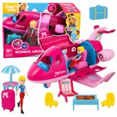 Foldable Plane For Dolls Travel Set Accessories Doll Pink 9 pcs.