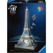 Ravensburger 3D dėlionė Iconics: Eifelio bokštas – su apšvietimu, 216 detalių