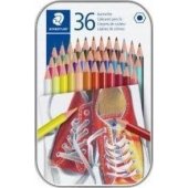 Staedtler šešiakampiai spalvoti pieštukai, 36 spalvų, metalinė pakuotė