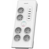 Philips SPN viršįtampių apsaugos ilgintuvas, 6 lizdai, 2 m, baltas