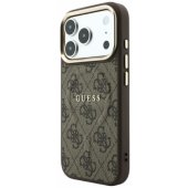 _8455257 Guess PU odos 4G su auksiniu rėmeliu, reljefiniu raštu, „MagSafe“ dėklas, skirtas iPho