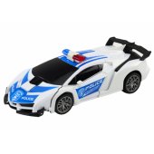 Nuotoliniu būdu valdomas policijos automobilis 2 viename, automobilis-robotas, garsai ir šviesos