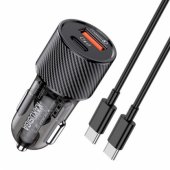 KSC-856 PD30W car charger USB | USB-C | 48W + Type-C to Type-C