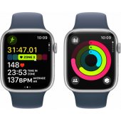 Watch Series 9 Cellular 45 mm sidabrinis nerūdijantis plienas/ audros mėlynumo apyrankė - S/ M