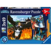Ravensburger vaikiška dėlionė Dragons: The 9 Worlds (3 × 49 detalės)