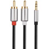 Jack 3,5 mm – 2xRCA 1,5 m sidabrinis (LB0092)