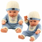 Baby Doll in Blue Knitted Outfit with Cap