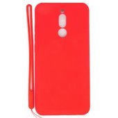 Švelnaus paviršiaus silikoninis dėklas su dirželiu Xiaomi Redmi 8, raudonas