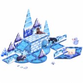 Magnetic Blocks Ice Land Animal Figures Blue 44 pcs.