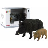 Set of 2 figurines Wild boar with young Forest Animals series