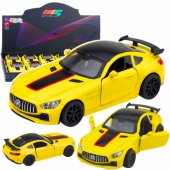 Sportinis automobilis, metalinis, atsidarančiomis durelėmis, su šviesomis ir garsais, geltonas, 1:32