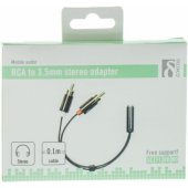 Adapteris 3.5 mm F į 2 x RCA M 0.1m Juodas