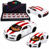 Metalinis sportinis automobilis, šviesos ir garsai, traukiamas atgal, baltas, 1:32