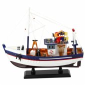 Kolekcinis dekoratyvinis žvejybinio laivo modelis, su įranga, 37x34cm