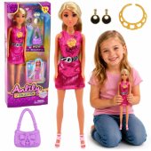Anlily Doll in Pink Dress, Purse, Jewelry, Accessories Set