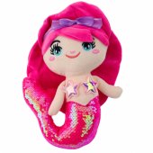 Plush Mermaid Cuddly Toy Tail Sequins Intense Pink 28cm