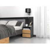 Topeshop SZAFKA NOCNA MALWA M1 - ANTRACYT / DĄB ARTISAN
