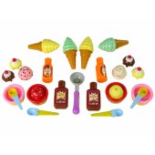LeanToys saldumynų rinkinys: ledai, keksiukai, padažas, šaukšteliai