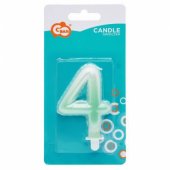 Candle topper Number 4 (7cm) White/ Green Ombre