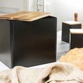 BW128991 Toronto Bread Bin Black/ Wooden