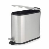 LA036683SSPEU7 Slimline D-Shaped Pedal Bin 5-Litre, Silver