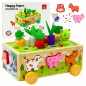 Medinis lavinamasis žaislas Happy Farm magnetinis kirminų rūšiuoklis
