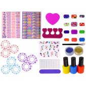 LeanToys nagų dažymo rinkinys, nagų lipdukai, trafaretai, Broc.