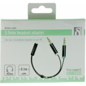 Adapteris 3,5 mm 4 kontaktų F į 2 x 3,5 mm 3 kontaktų M, 0,1 m juodas