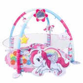 Kūdikio žaidimų kilimėlis su kamuoliukų baseinu 3in1 Unicorn, rožinis