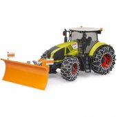Claas Axion 950 su sniego grandinėmis ir sniego peiliu
