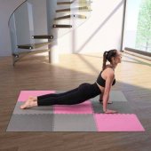 One Fitness dėlionės kilimėlių rinkinys MP10, rožinė-pilka