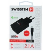 Smart IC Travel Charger 2 x USB 2.1А + USB-C Cable Black