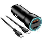 Charger USB-A/ C QC 3.0 PD 25W + cable USB-C Black